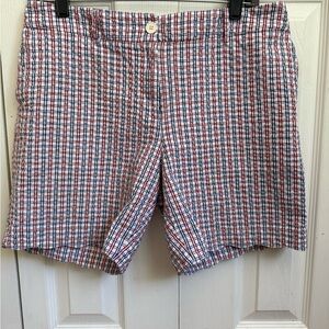Talbots Red and Blue Flat Front Shorts
